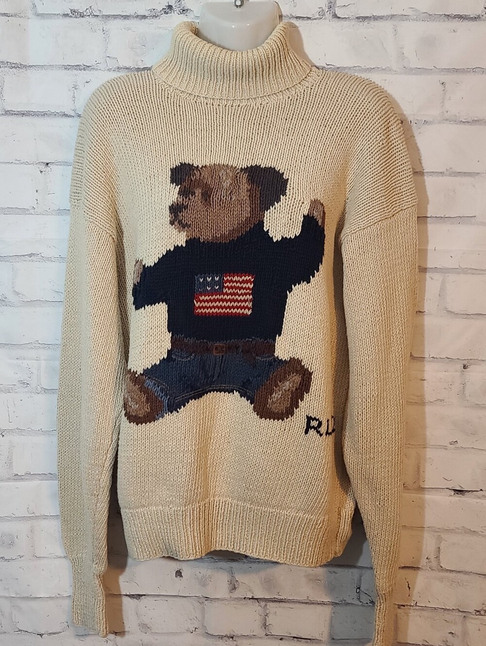 Vintage 1992 Ralph Lauren Rare Teddy Bear Sweater Turtleneck